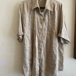 Tan Linen blouse with collar